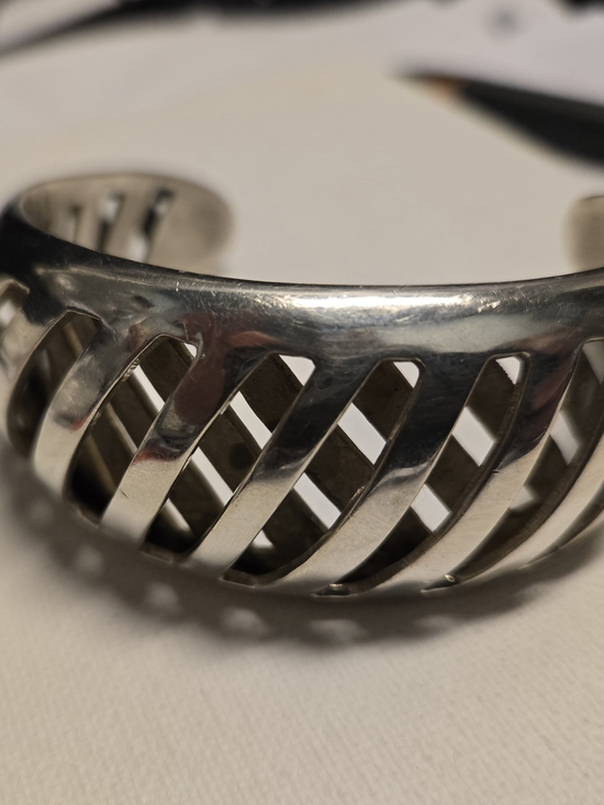 Taxco Jewelry - 925 Texci Modernist Cutout Cuff Bracelet